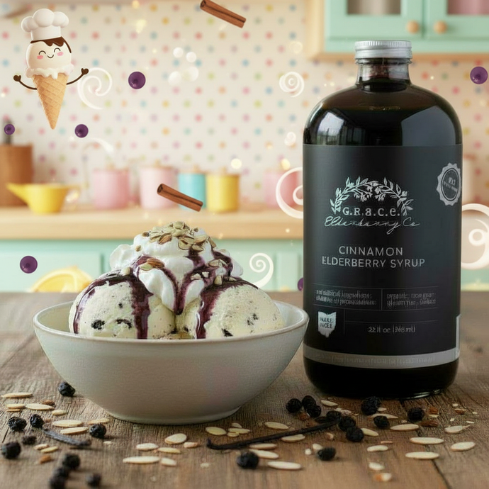 Vanilla Bean Ice Cream with Cinnamon Elderberry